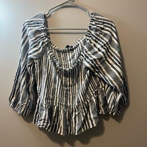 American Eagle Outfitters Black and‎ White Striped Blouse